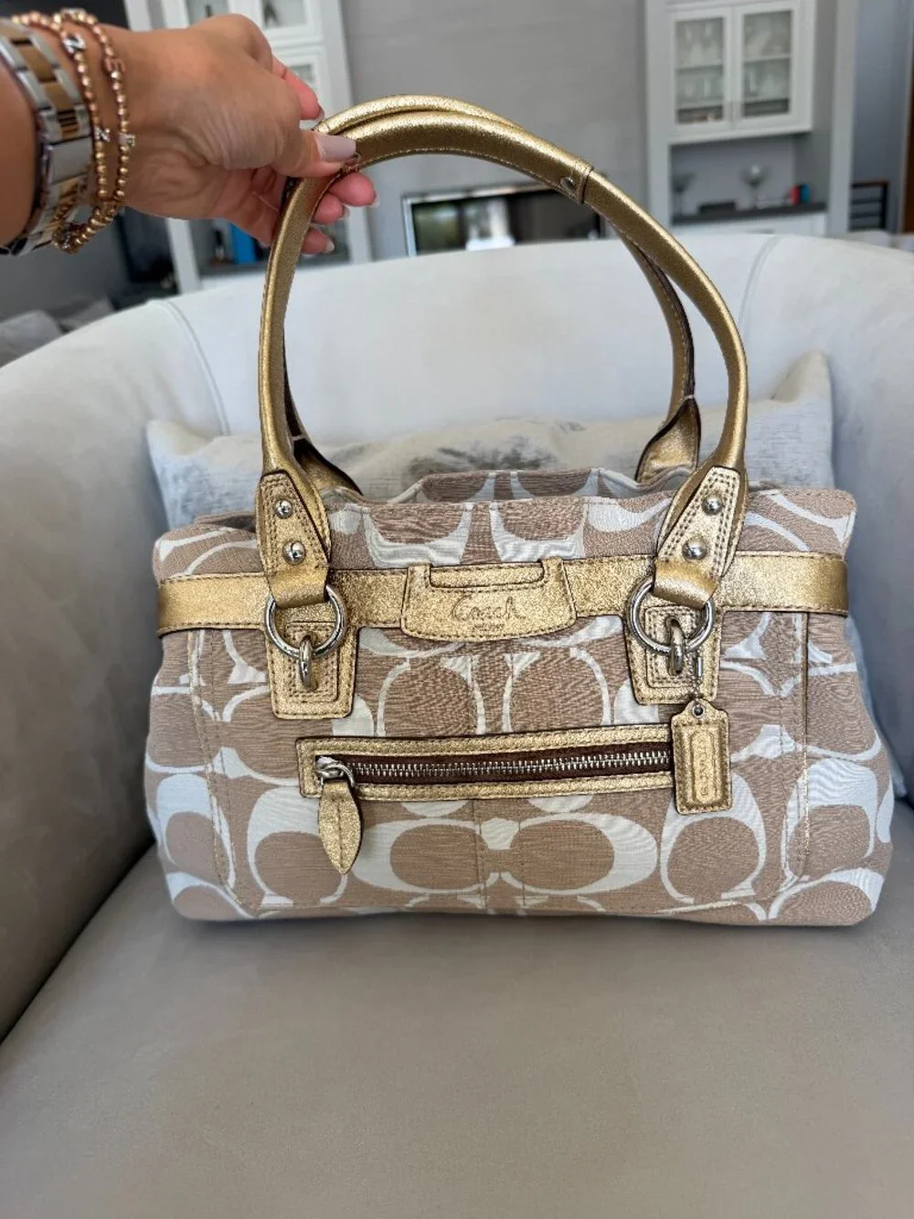 Coach Vintage Y2K Penelope Signature Jacquard Metallic Gold